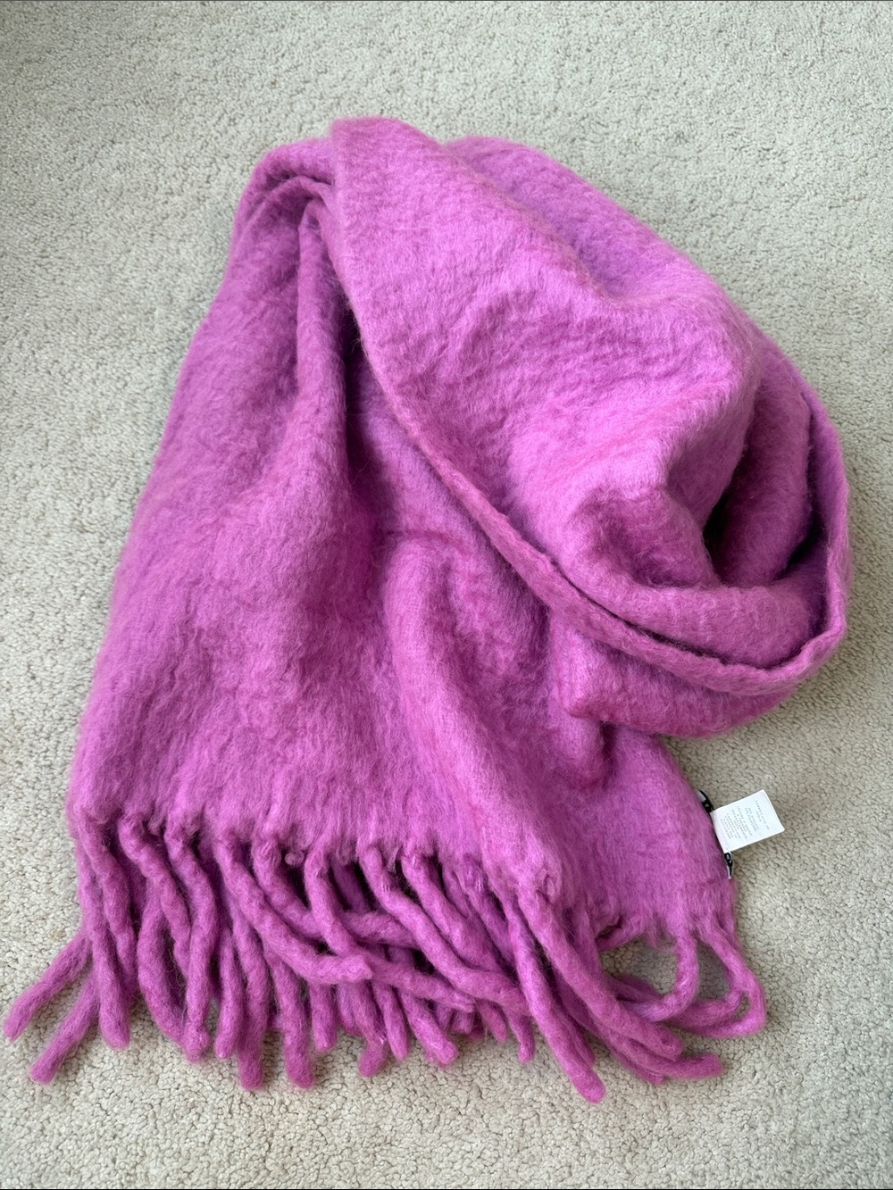 Rebecca Minkoff Plush Fuchsia Fringe Scarf